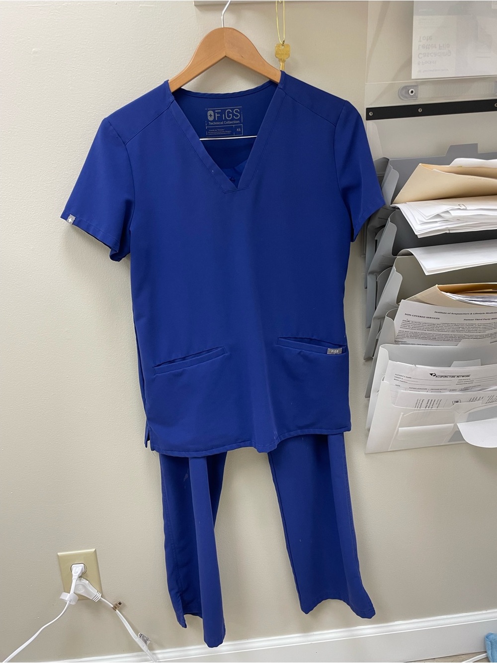 Figs Deep Blue V-Neck Scrub Top & Pants